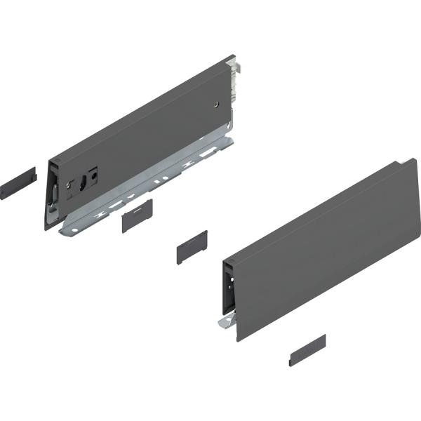 MERIVOBOX Zarge, Höhe M (91 mm), NL=400 mm, li/re, inkl. Abdeckkappen, oriongrau, 470M4002S